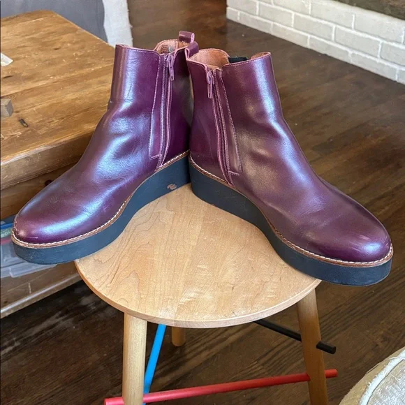 Marroqui Sanchez purple leather platform ankle boots size 40 9 - Picture 4 of 8